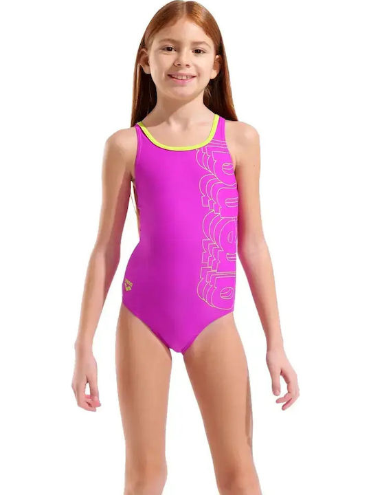 Arena Детски цял бански Very Fuchsia/artic Lime