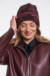 Rino&Pelle Unisex Fleece Knitted Beanie in Burg...