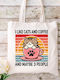 Ecru Fabric Tote Bag Cat Design Ml-08 Dimensions 38x40cm Including Handles 38x70cm