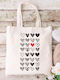 Ecru Fabric Canvas Bag Hearts Design 32 Dimensions 38x40cm with Handles 38x70cm
