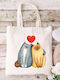 Ecru Fabric Tote Bag with In Love Cats Design Dimensions 38x40cm with Handles 38x70cm