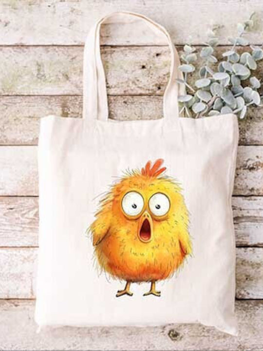 Canvas Fabric Bag with Chick Design Dimensions 38x40cm Including Handles 38x70cm