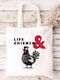 Canvas Fabric Bag Boho Art Life & Chicken Design Dimensions 38x40cm with Handles 38x70cm