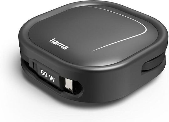 HAMA Прибиращ се USB 2.0 кабел USB-C мъжки - USB-C 60W черен 1 m 00201830
