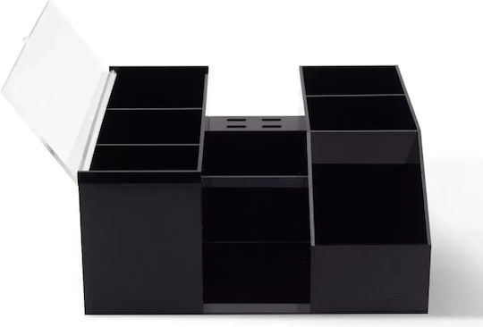 Organizator Cosmetice cu Separatoare Negru 10x22x22cm
