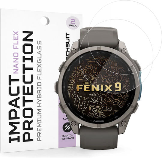Techsuit Nano Flex 2er-Pack Garmin Fenix 9 47 mm Fenix 9 Pro 47 mm Schwarz