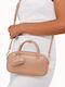 Beige-Dunkle Damenhandtasche aus Stoff