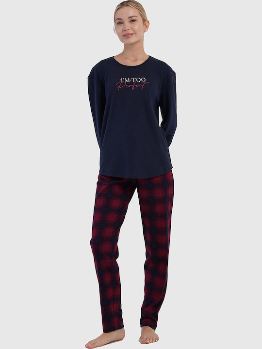 Vienetta Secret Winter-Damenpyjama-Set Marineblau