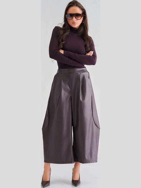 Women's Leather Bermuda Shorts Burgundy