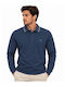 Langarm-Poloshirt Marineblau
