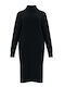 Midi Black Knitted Turtleneck Dress