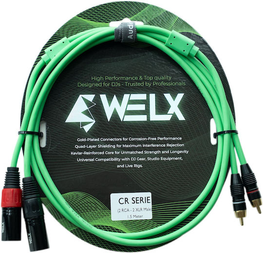 Welx Cablu XLR tată - 2 x RCA tată Negru 1.5m CR-SERIE-1.5M
