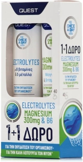 Quest Once A Day Електролити и Магнезий 300 mg и B6 20 Ефервесцентни Таблетки