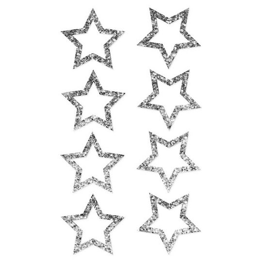 Bsb Creative Christmas 3D Glitter Silver Stars 1 Sheet