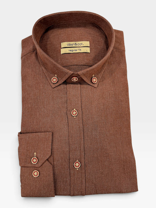Dash&Dot Long Sleeve Shirt in Regular Fit Terra...