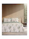 Nima Sensual Single Bed Sheet Set 170x260cm Ecru-Green (3pcs)