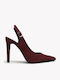 Μπορντό Γόβες Slingback Μυτερή Μύτη Λεπτό Τακούνι