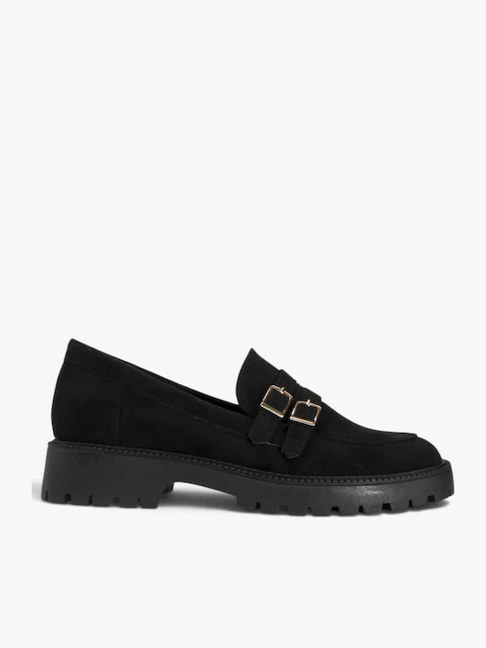 Μαύρα Loafers Διπλές Αγκράφες Chunky Σόλα