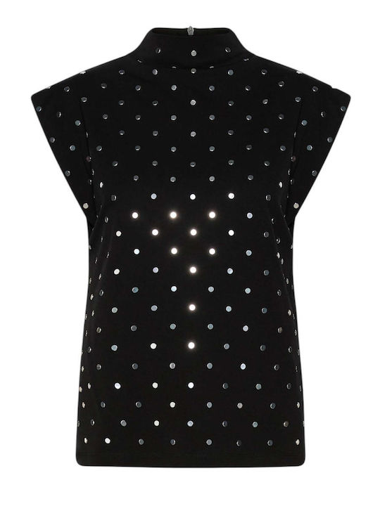 Mllfuxia Women's Sleeveless Black Blouse