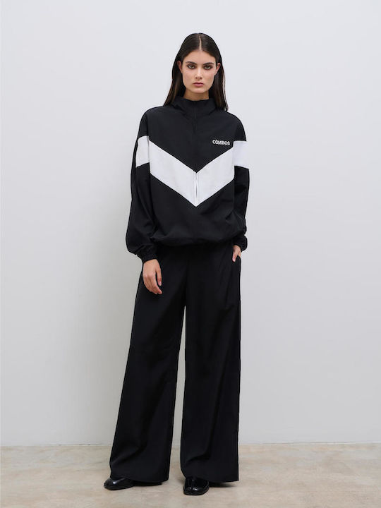 Pantaloni Largi de Damă cu Elastic Negri