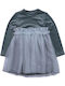 Girls Long Sleeve Turquoise Tulle Dress