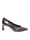 Leather Heels with Platform and Medium Heel Black