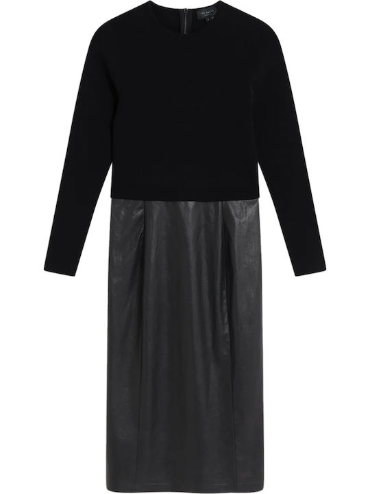 Ted Baker Midi Long Sleeve Black Dress