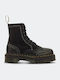 Damen-Lederkampfstiefel mit Mittlerem Absatz Black