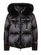 Gewebte Damen-Pufferjacke für den Winter Schwarz