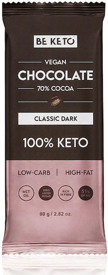 BeKeto Σοκολάτα Υγείας Vegan με 100% Κακάο Χωρίς Ζάχαρη 80gr