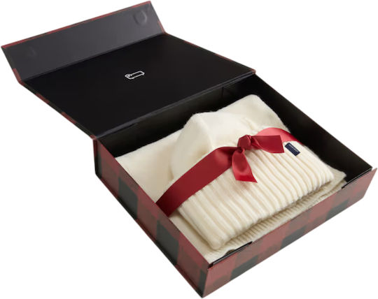 Women's Knitted Beanie Set in Ecru