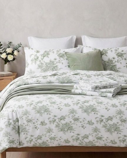 Olia Home Super-Double Bed Sheet Set 240x260 cm Dusty Green (4 pcs)