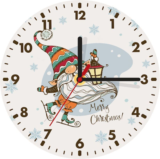 Koupakoupa Christmas Nordic Gnomes Wooden Wall Clock Ø20cm