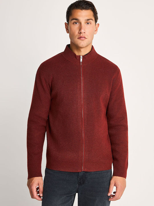 Men's Red Knitted Cardigan