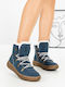 Women's Ankle Boots with Platform Blue