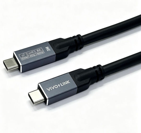 Vivolink Cablu USB-C la USB-C 3 m USB4 40 Gbps 240 W PD 8K Testat Pentru Mediul Enterprise