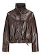 Kurze Damen-Lederjacke für den Winter Demitasse