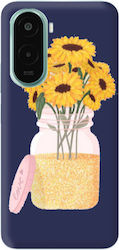 Xiaomi Poco M7 Daisies Dark Blue Colored Silicone TPU Case