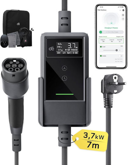 Portable Single-Phase Charger 3.7kW with Built-in 7m Type 2 Cable