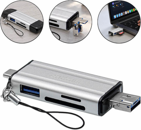 Andowl Card Reader micro USB για SD/microSD Ασημί