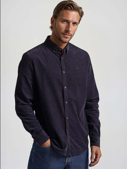 Funky Buddha Long Sleeve Navy Blue Corduroy Shirt