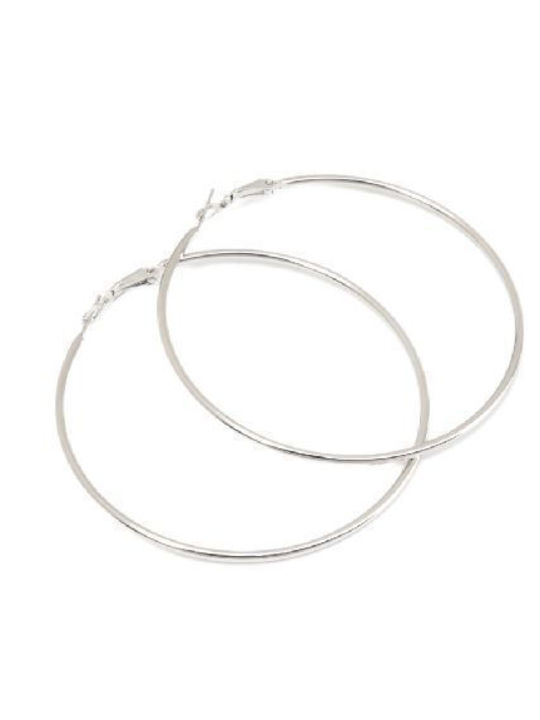 Ro Accessories Silver Hoop Earring 70mm