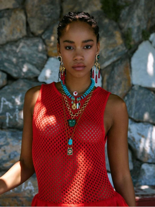 Kaleido Necklace in Gold-Plated Steel Blue