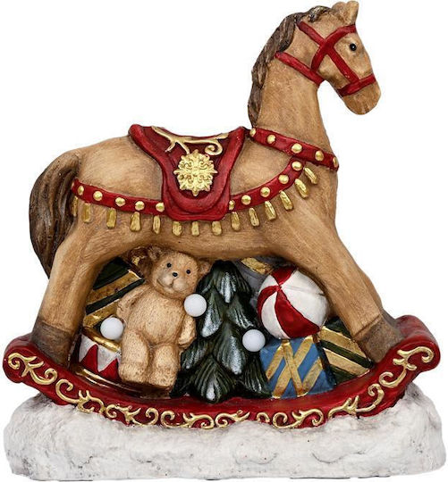 Fylliana Figurină Iluminată de Crăciun Cal Roșu, Înaltă de 38 cm, Decorativă
