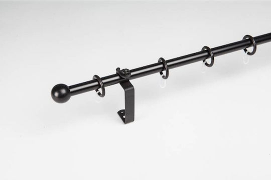 Rodeco Bară de perdea metalică pliabilă Veszprem Simplă Φ19mm 120-210cm Black