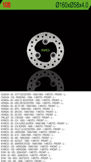 Ng Front Brake Disc Cagiva Honda Kymco Sym 160x58x4mm 3 Holes