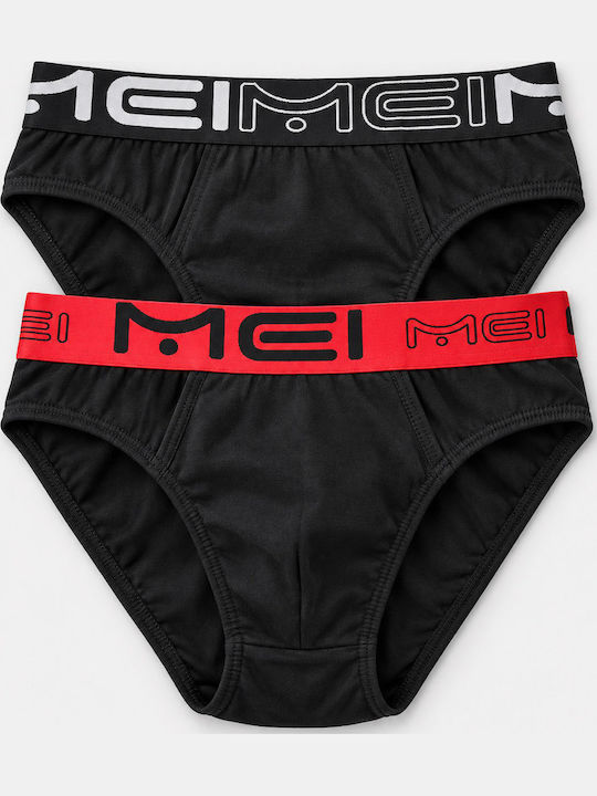 MEI Men's Slips Black Red 2-Pack