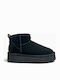 Leather Women's Ankle Boots with Fur Negro