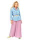 Pleated High-Waisted Maxi Skirt Pink
