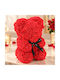 Dekoratives Teddybär-Arrangement mit 16 × 16 × 23 cm, künstlichen roten Rosen und Schleife Keskor 89800